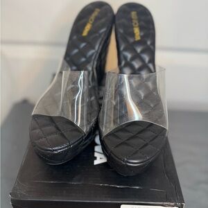 Fashion Nova Black Quilted Platform Sandals